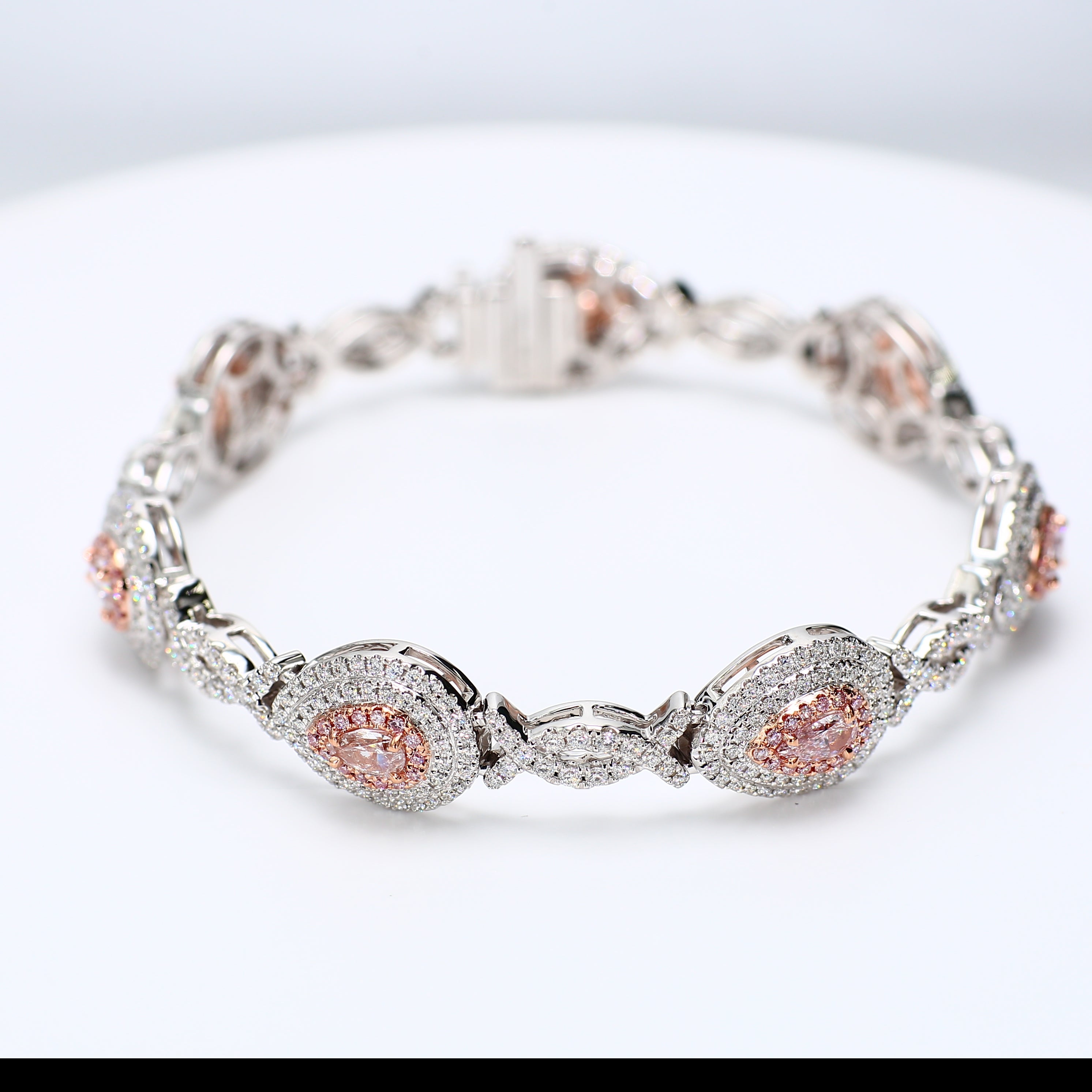 Natural Pink Pear Diamond Bracelet Gia Certified