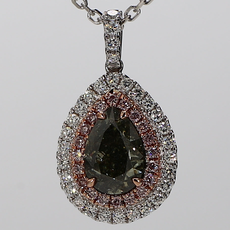 Natural Green Pear Diamond Pendant GIA Certified product image 1