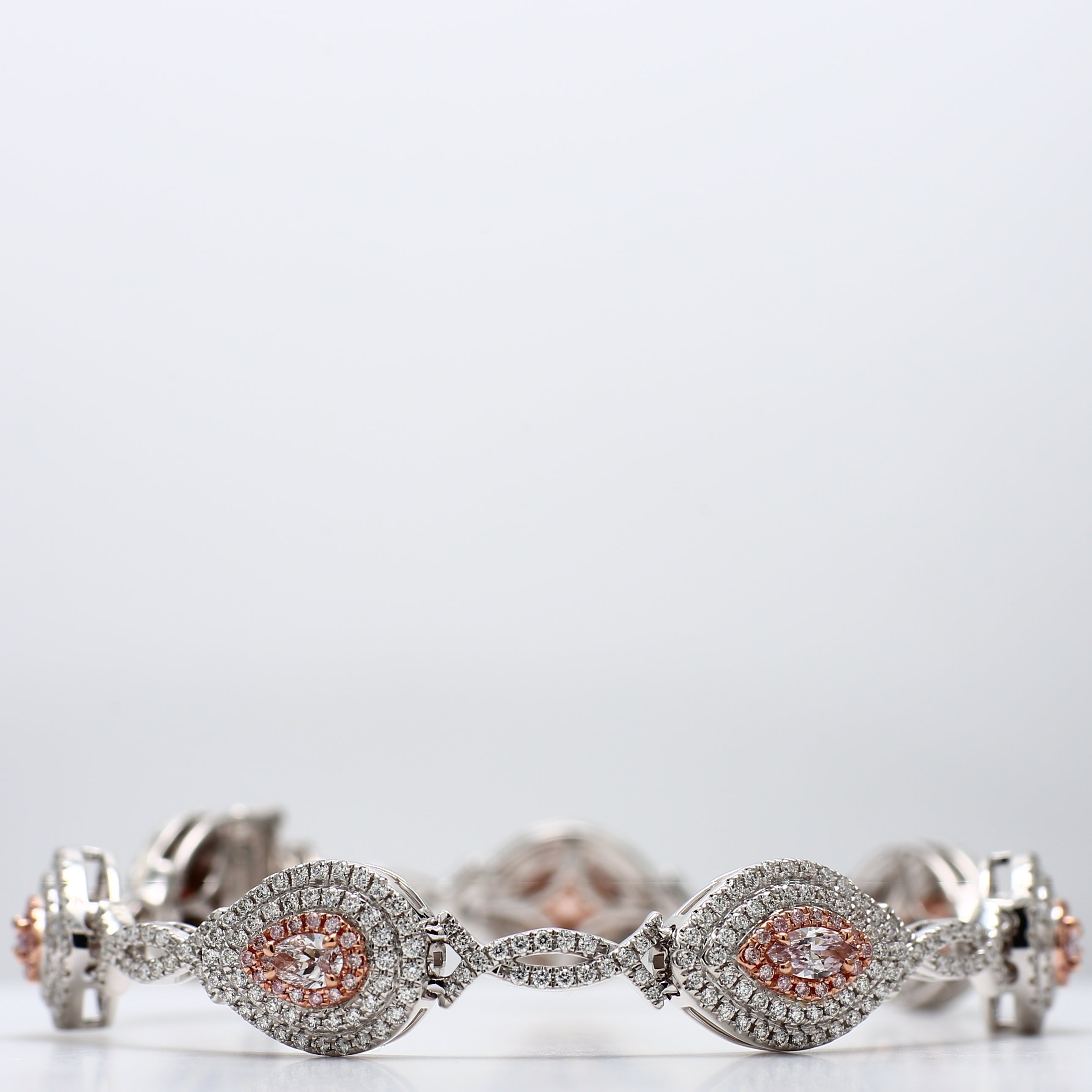 Natural Pink Pear Diamond Bracelet Gia Certified