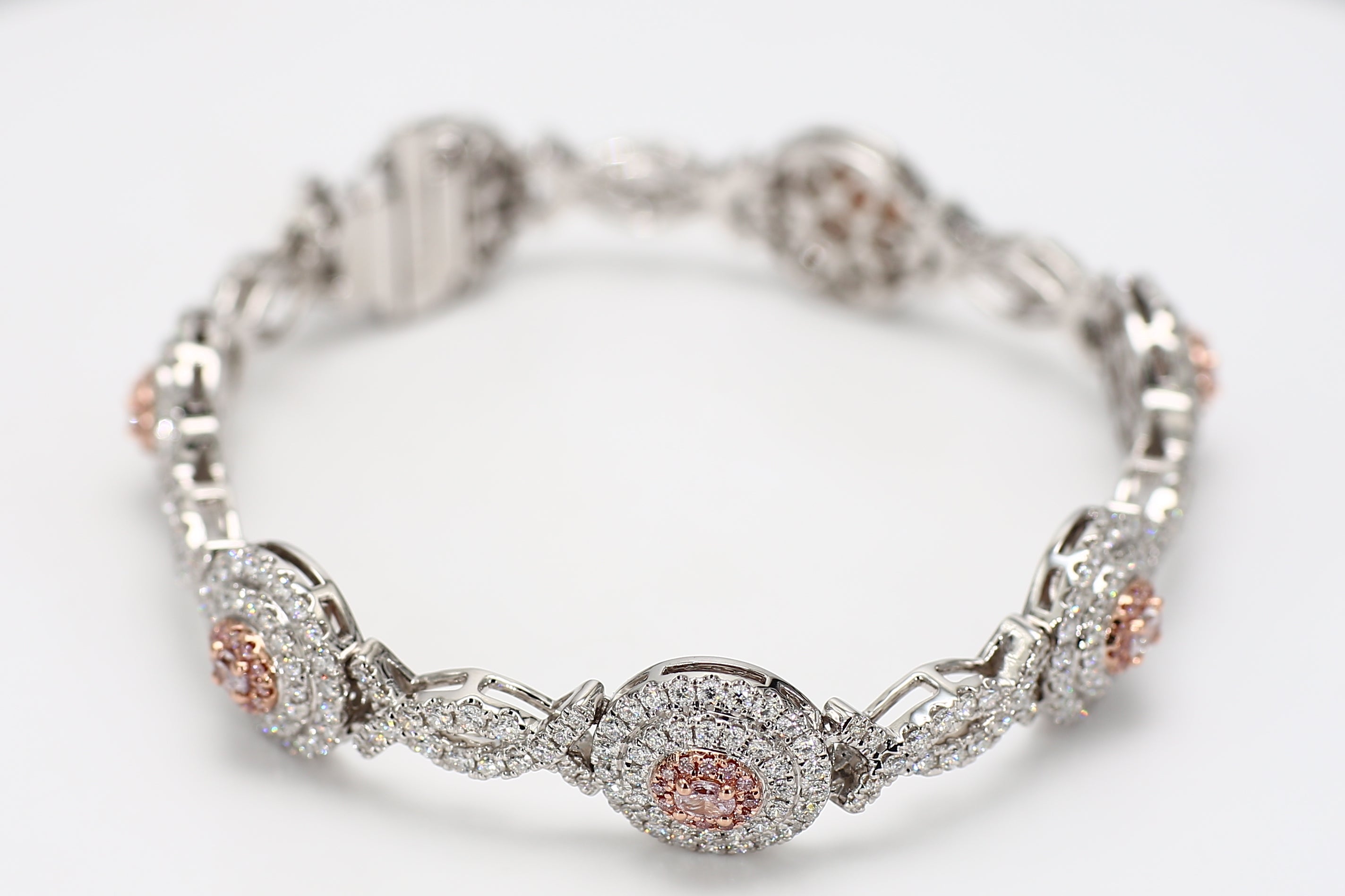 Natural Pink Oval Diamond Bracelet Gia Certified