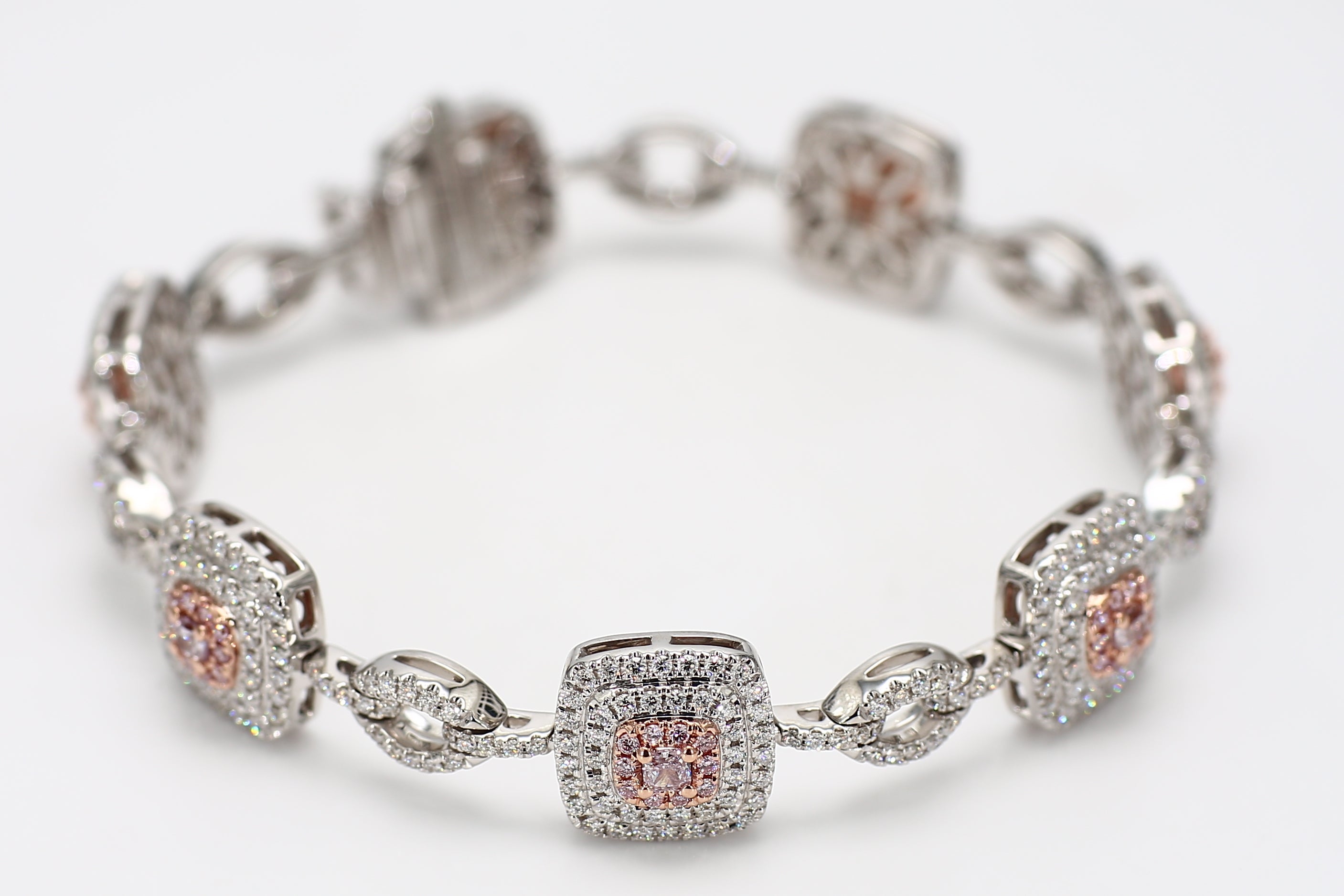 Natural Pink Cushion Diamond Bracelet Gia Certified