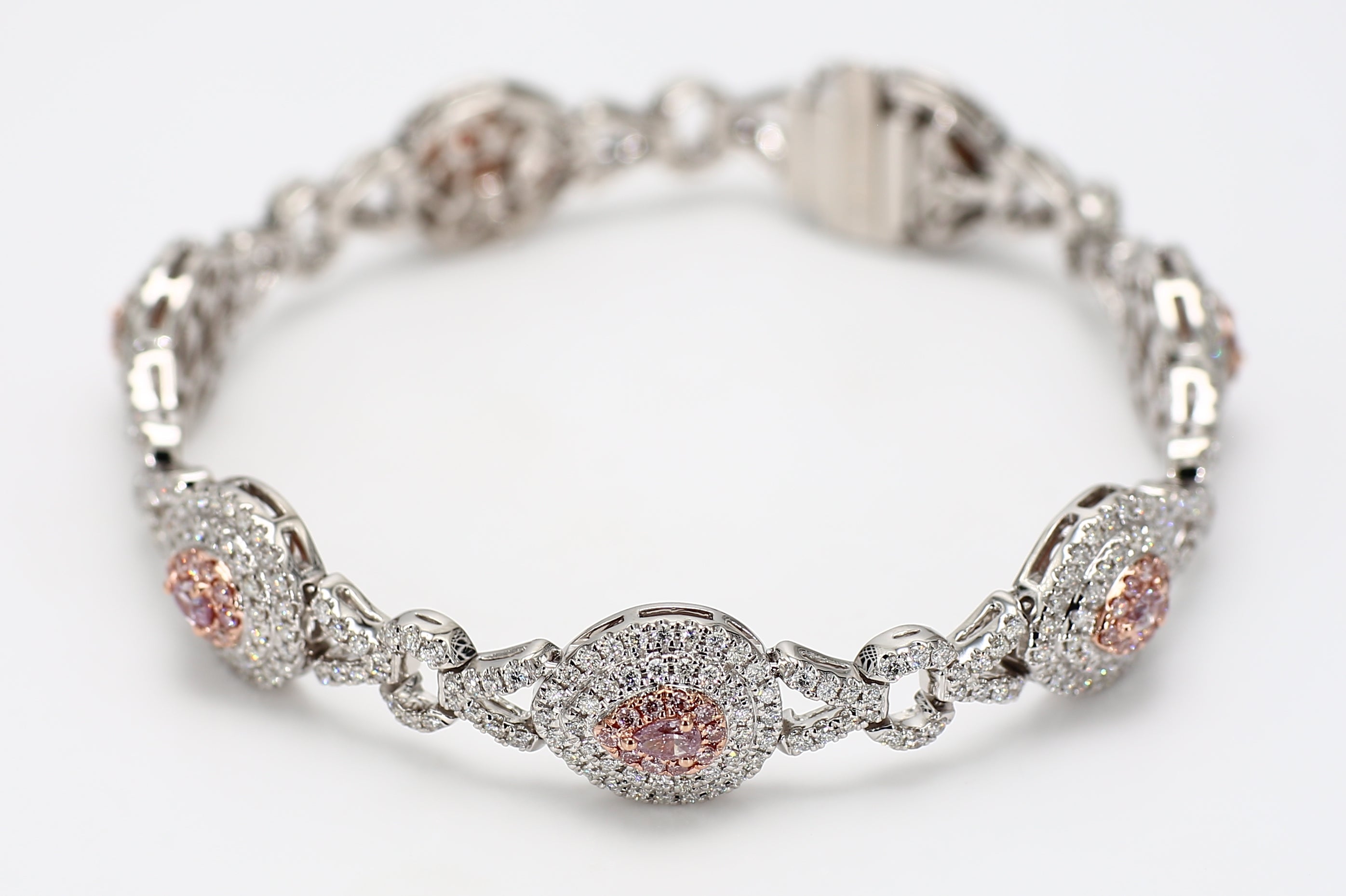 Natural Purple Pear Diamond Bracelet Gia Certified