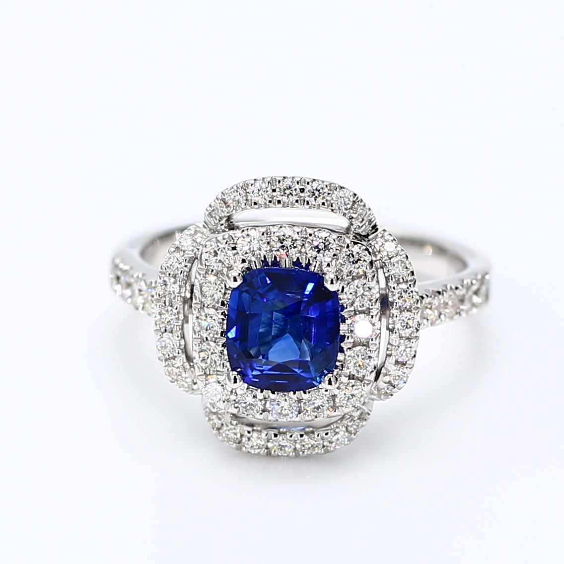 Natural Blue Cushion Sapphire & White Diamond Ring product image 1