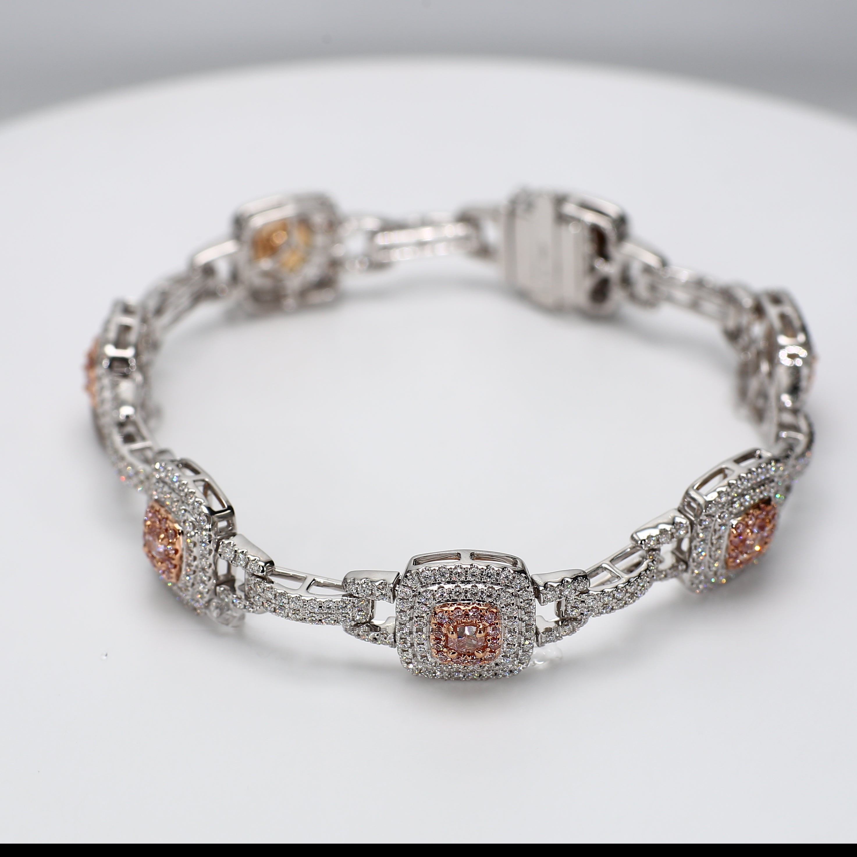 Natural Pink Cushion Diamond Bracelet Gia Certified