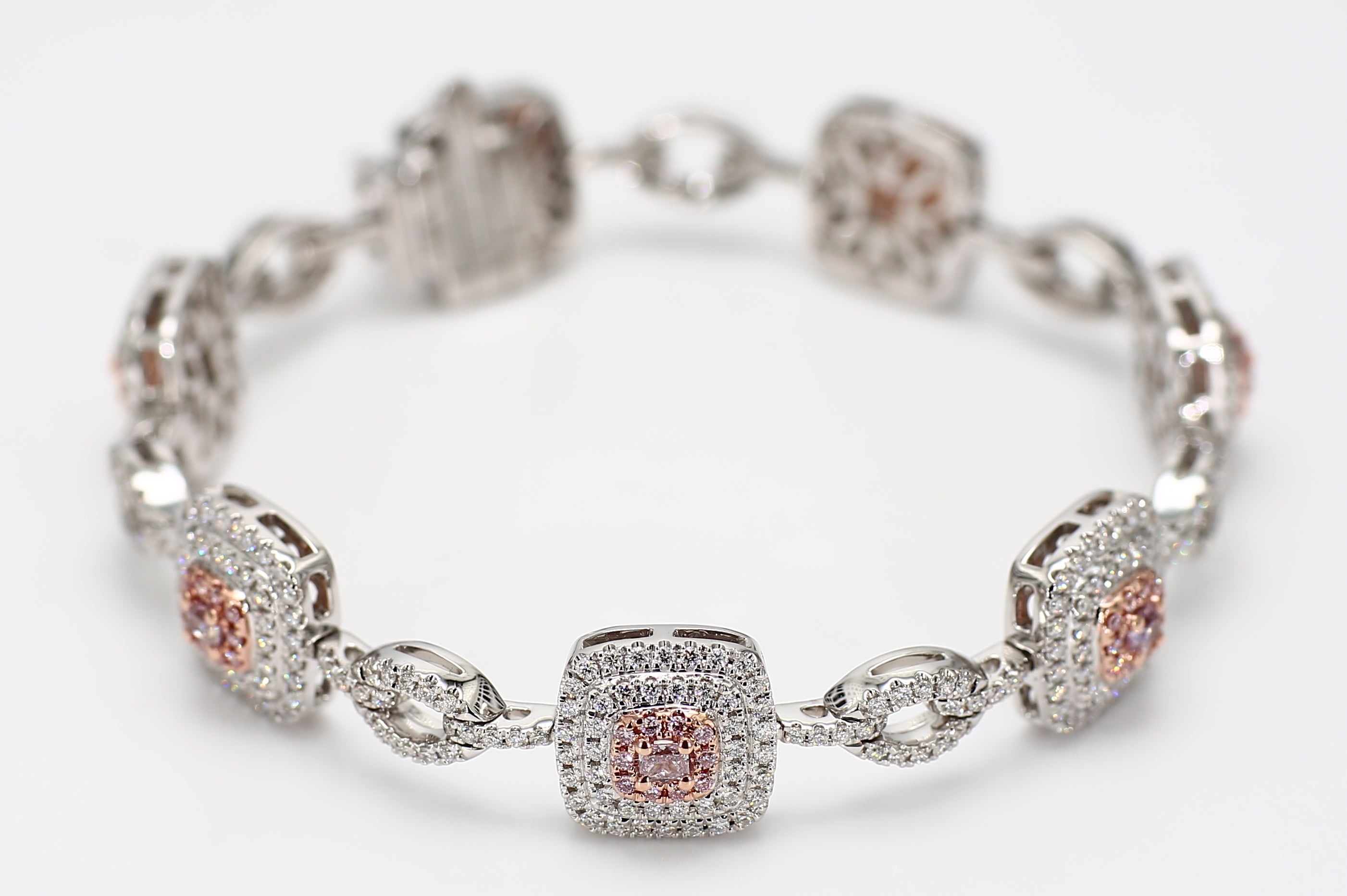 Natural Purple Cushion Diamond Bracelet Gia Certified