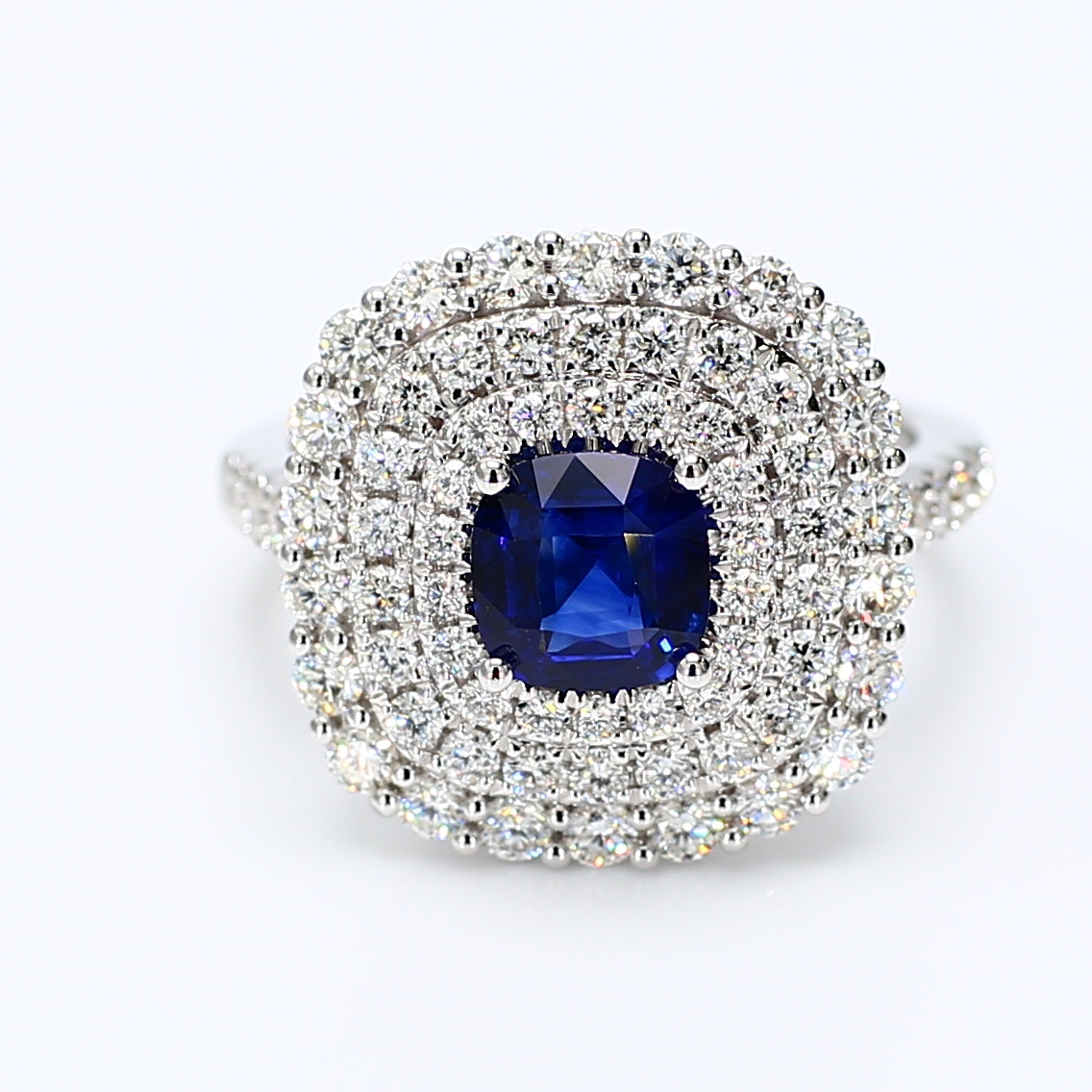 Natural Blue Cushion Sapphire & White Diamond Ring product image 1