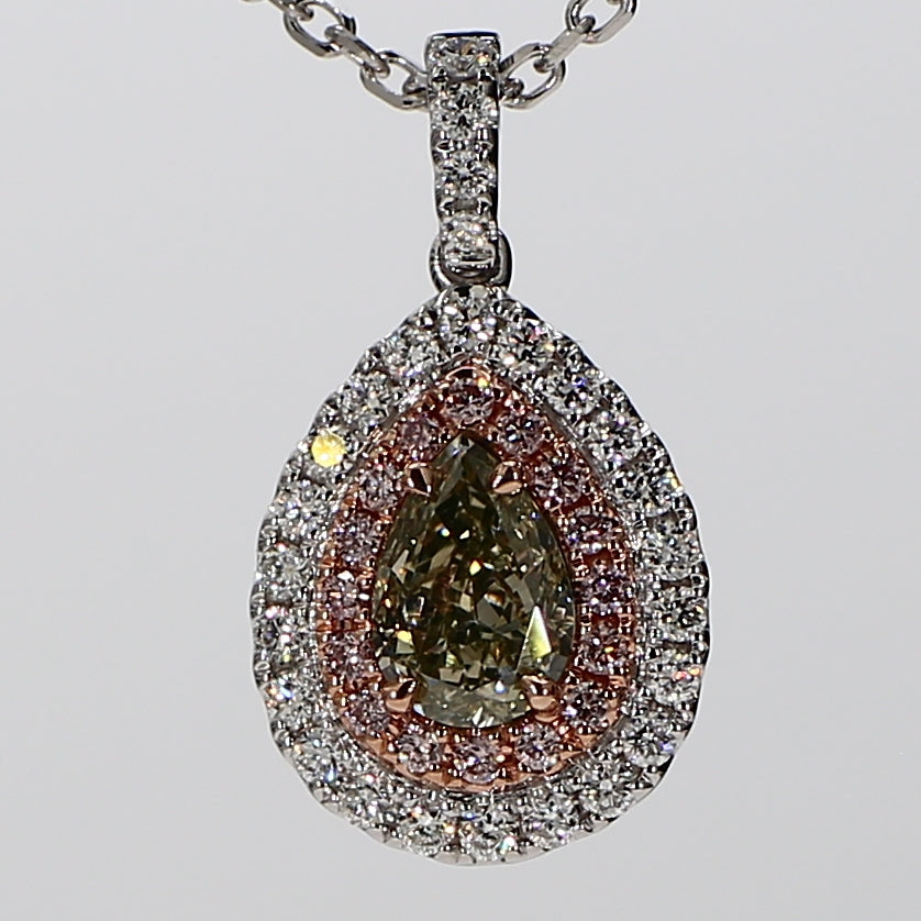 Natural Green Pear Diamond Pendant GIA Certified product image 1
