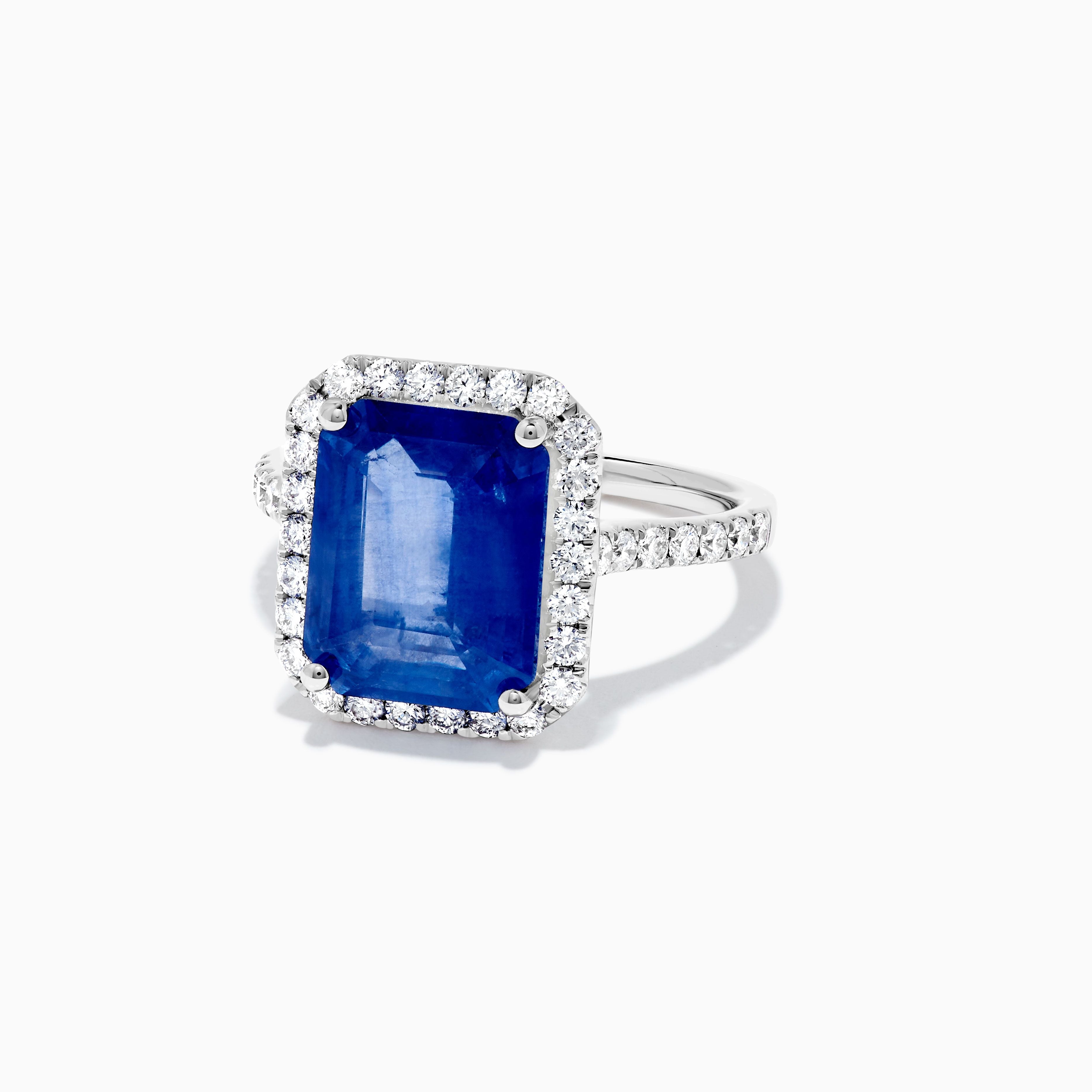Emerald Blue Sapphire and White Diamond Ring JRC254GH