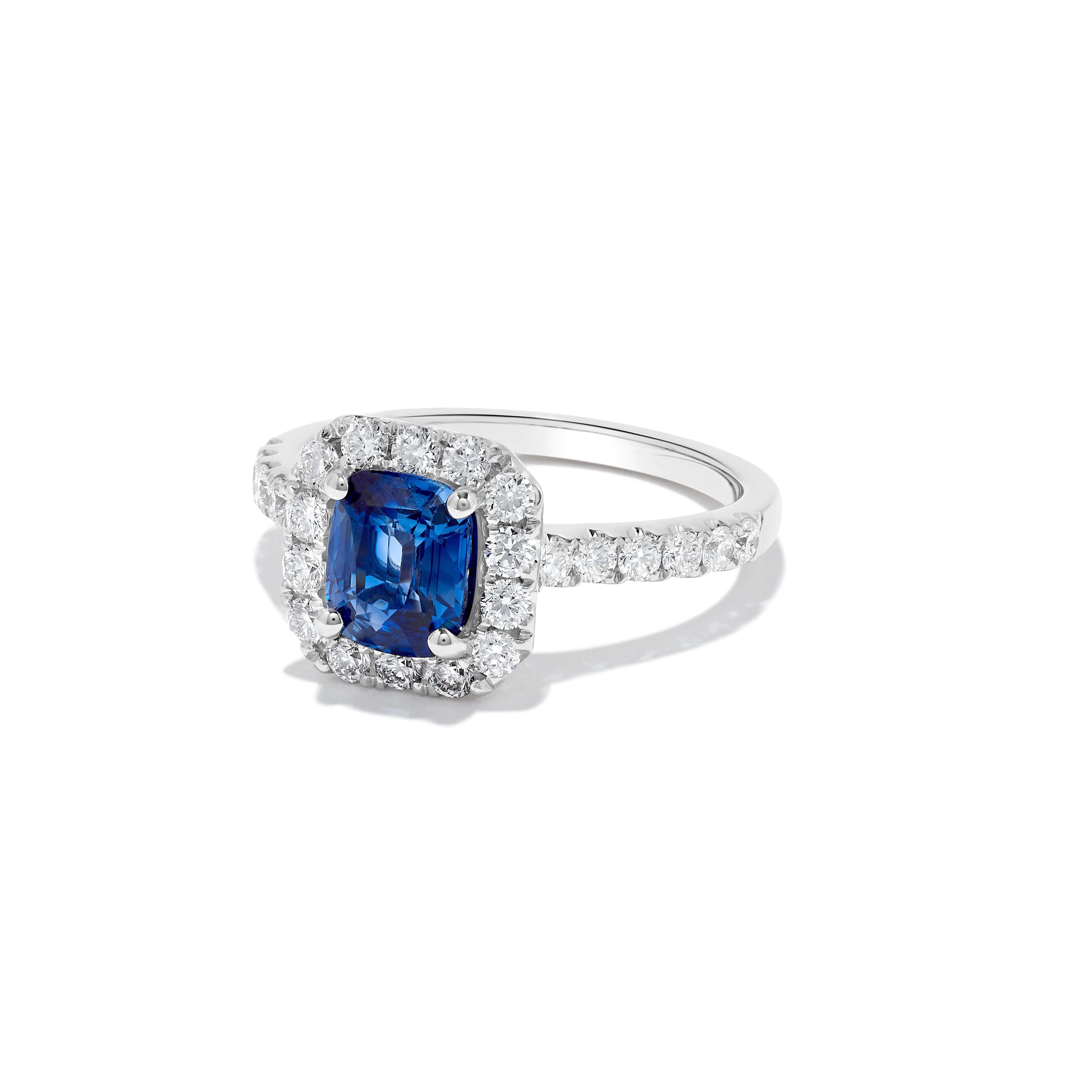 Cushion Blue Sapphire and White Diamond Ring JRC249GH