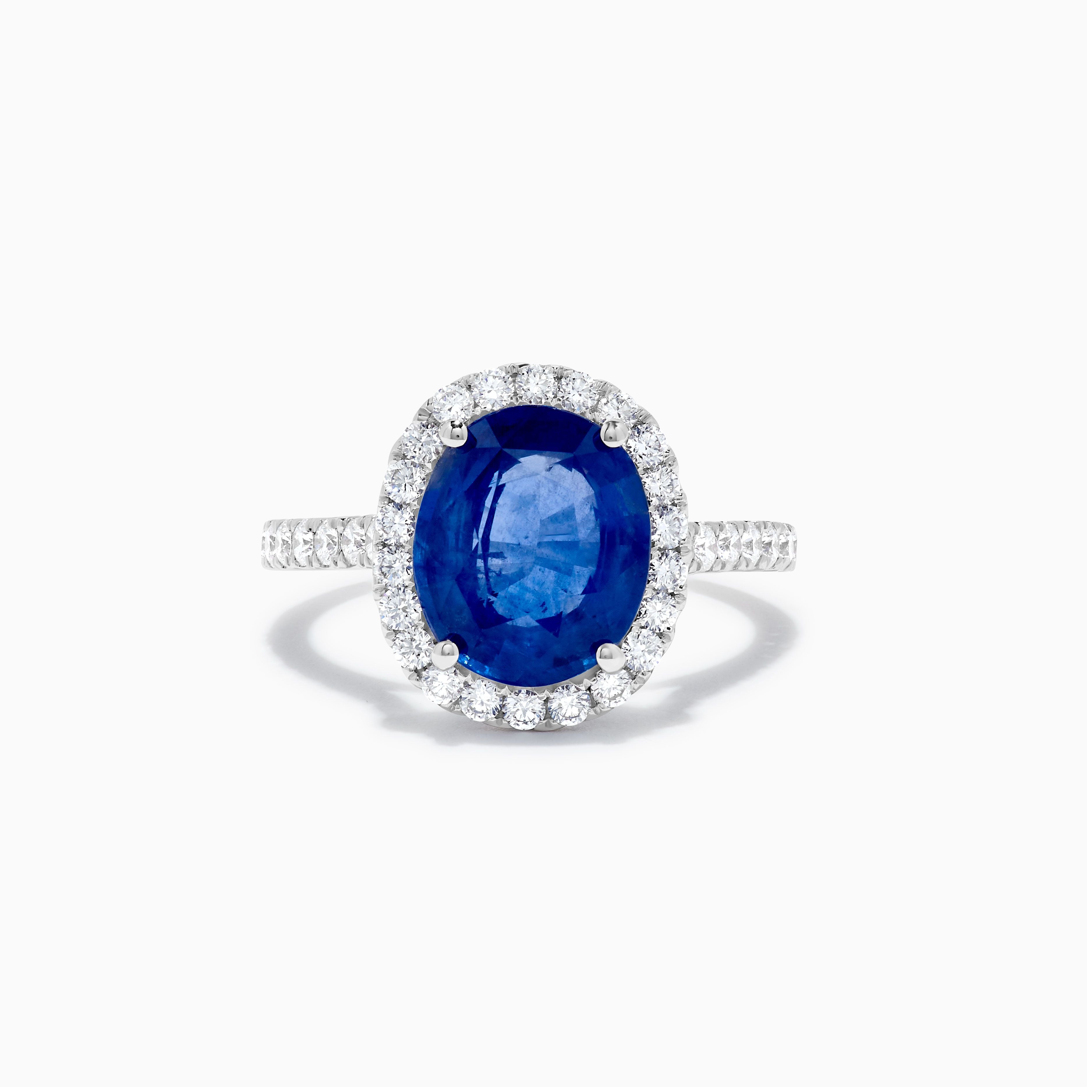 Oval Blue Sapphire and White Diamond Ring JRC256GH