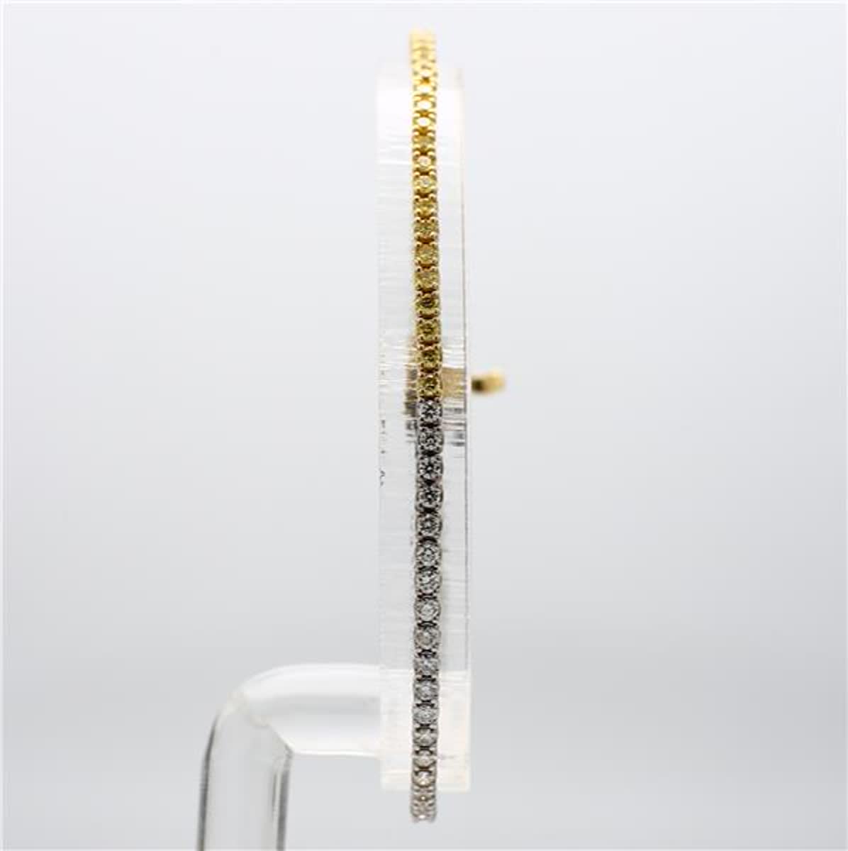 Natural Yellow Round and White Diamond 2.14 Carat TW Gold Bracelet