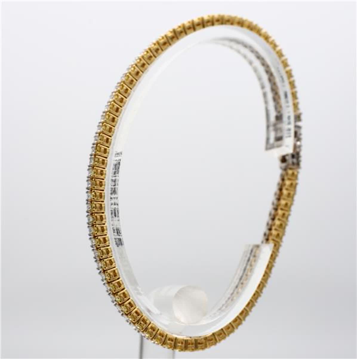 Natural Yellow Round and White Diamond 3.89 Carat TW Gold Bracelet