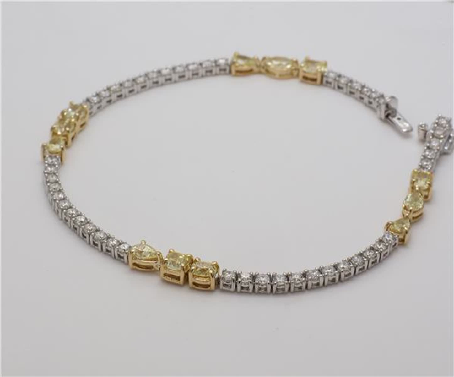 Natural Yellow Mix and White Diamond 4.63 Carat TW Gold Bracelet