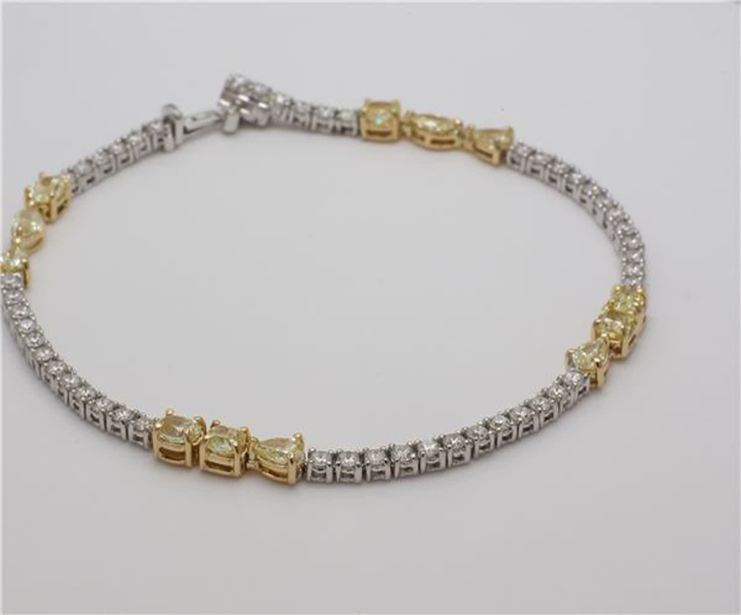 Natural Yellow Mix and White Diamond 4.63 Carat TW Gold Bracelet