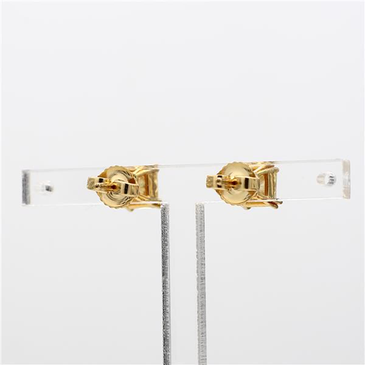 GIA Certified Natural Yellow Radiant Diamond 2.00 Carat TW Gold Stud Earrings