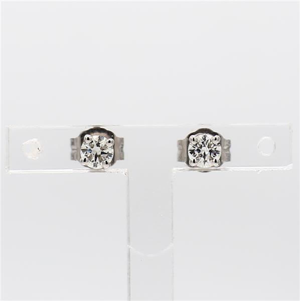 Natural White Round Diamond .34 Carat TW White Gold Stud Earrings