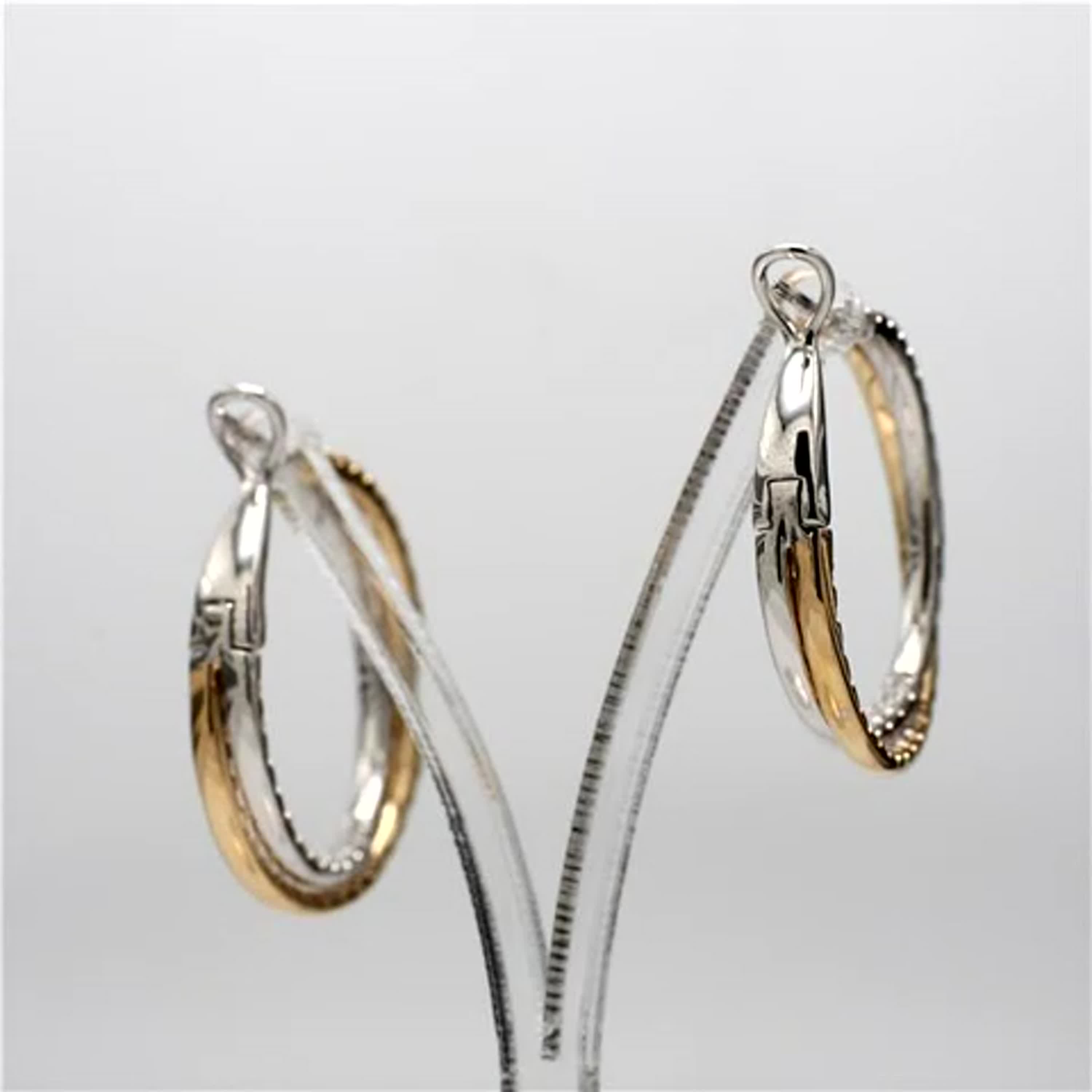 Natural White Round Diamond 2.66 Carat TW Gold Hoop Earrings