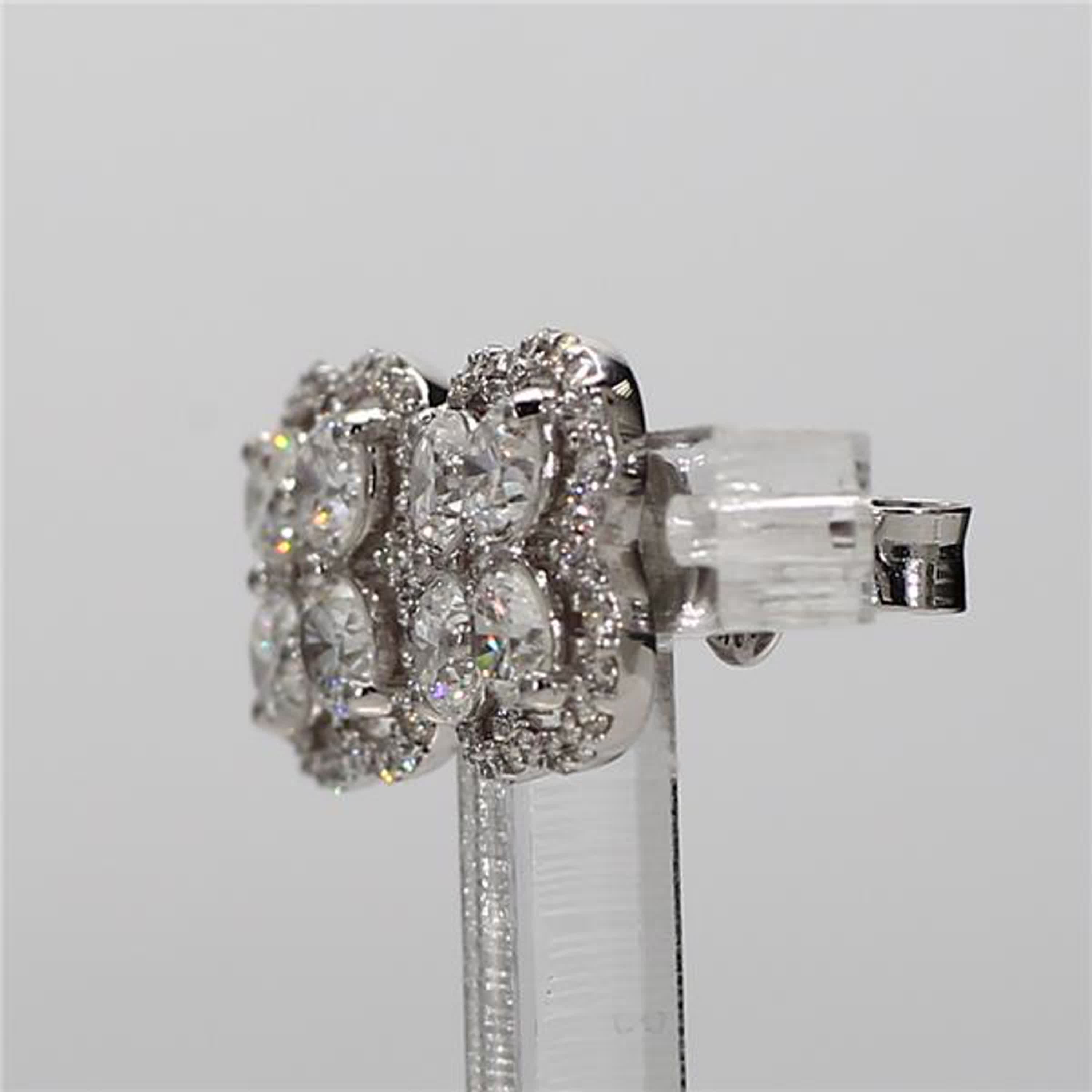Natural White Round Diamond 1.84 Carat TW White Gold Stud Earrings
