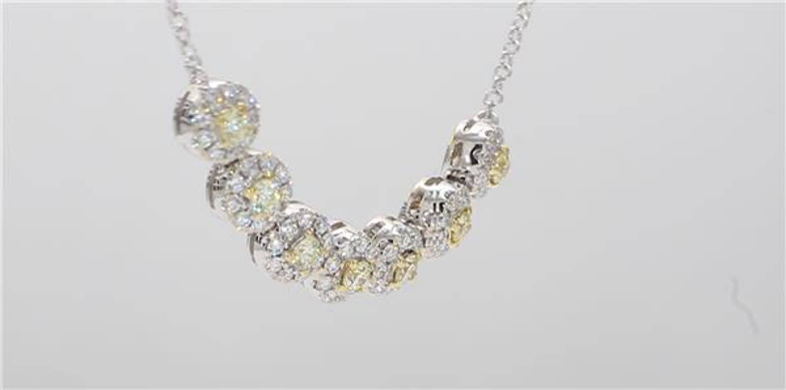 Natural Yellow Round and White Diamond .78 Carat TW Gold Necklace