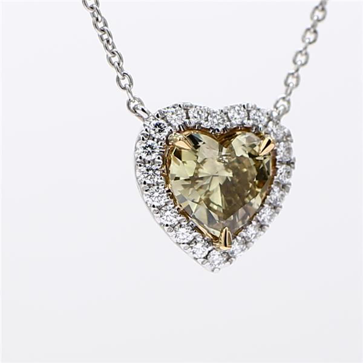 GIA Certified Natural Brown Heart and White Diamond 1.23 Carat TW Gold Pendant