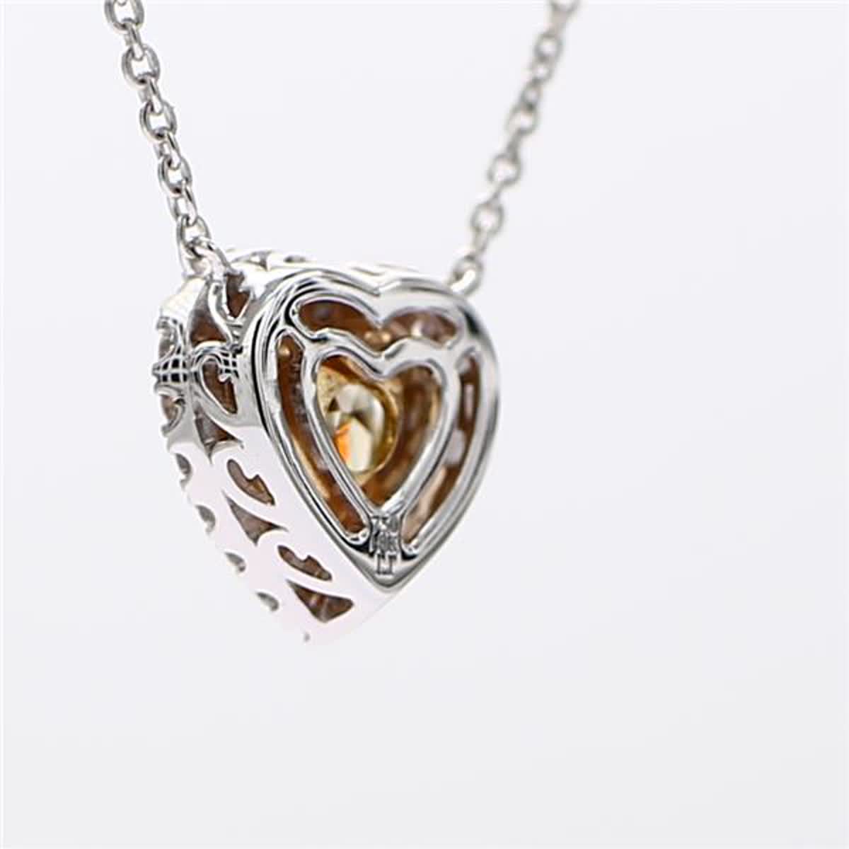 GIA Certified Natural Brown Heart and White Diamond 1.23 Carat TW Gold Pendant
