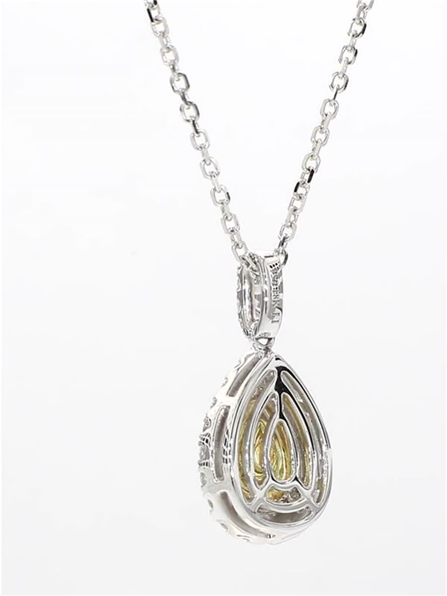 Natural Yellow Pear and White Diamond .79 Carat TW Gold Drop Pendant