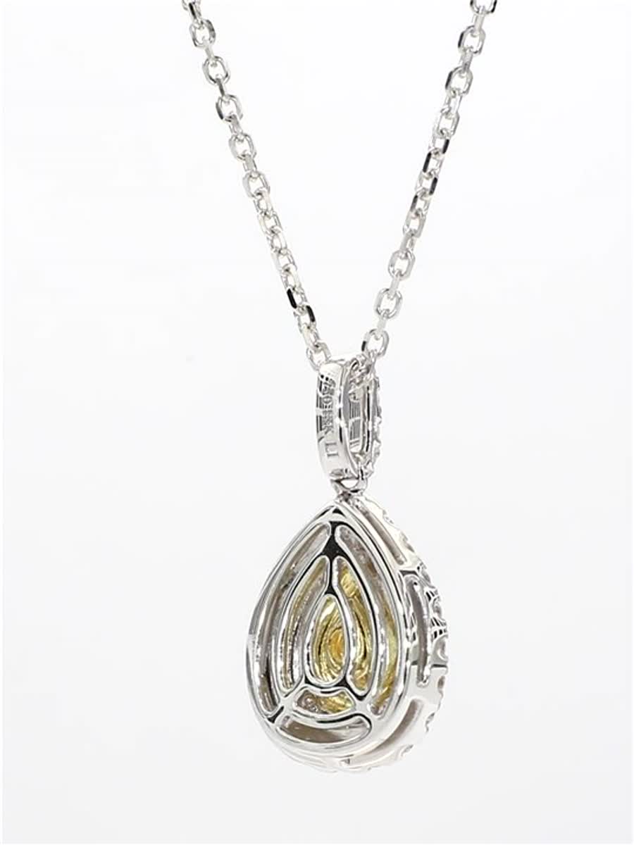 Natural Yellow Pear and White Diamond .79 Carat TW Gold Drop Pendant