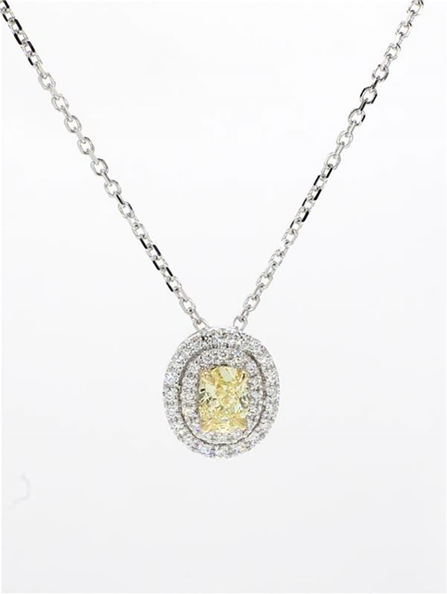 Natural Yellow Oval and White Diamond .65 Carat TW Gold Drop Pendant