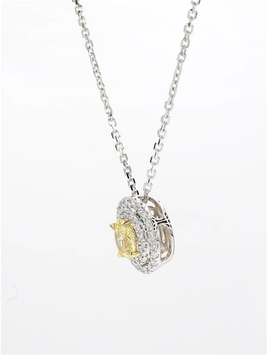 Natural Yellow Oval and White Diamond .65 Carat TW Gold Drop Pendant