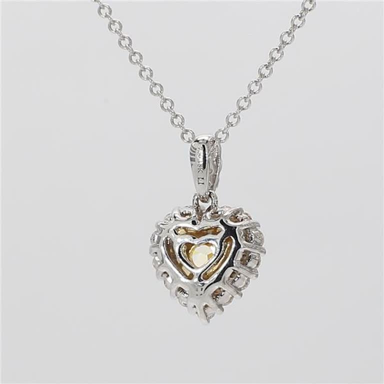 Natural Yellow Heart-Shaped and White Diamond .90 Carat TW Gold Drop Pendant