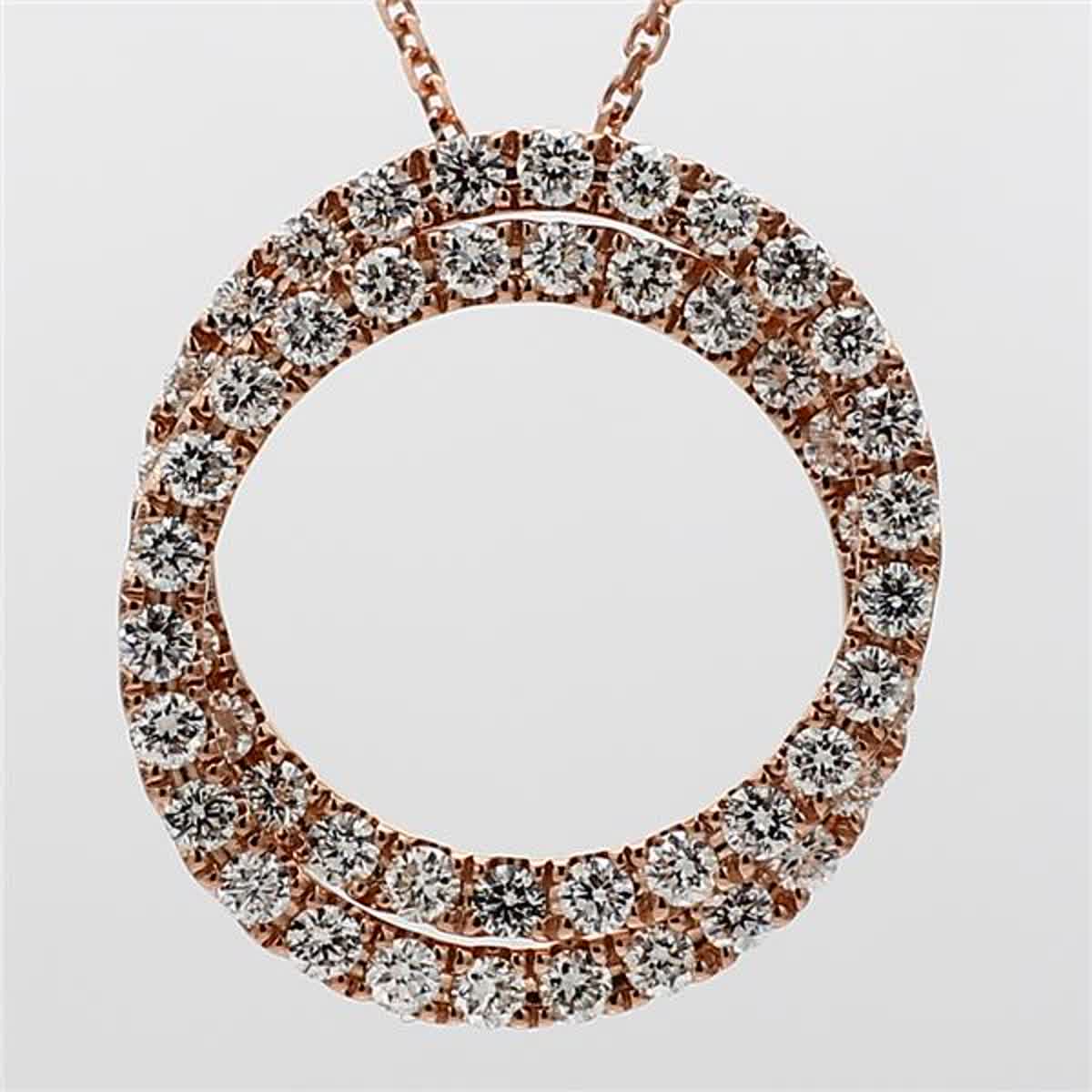 Natural White Round Diamond 1.20 Carat TW Rose Gold Circle Pendant