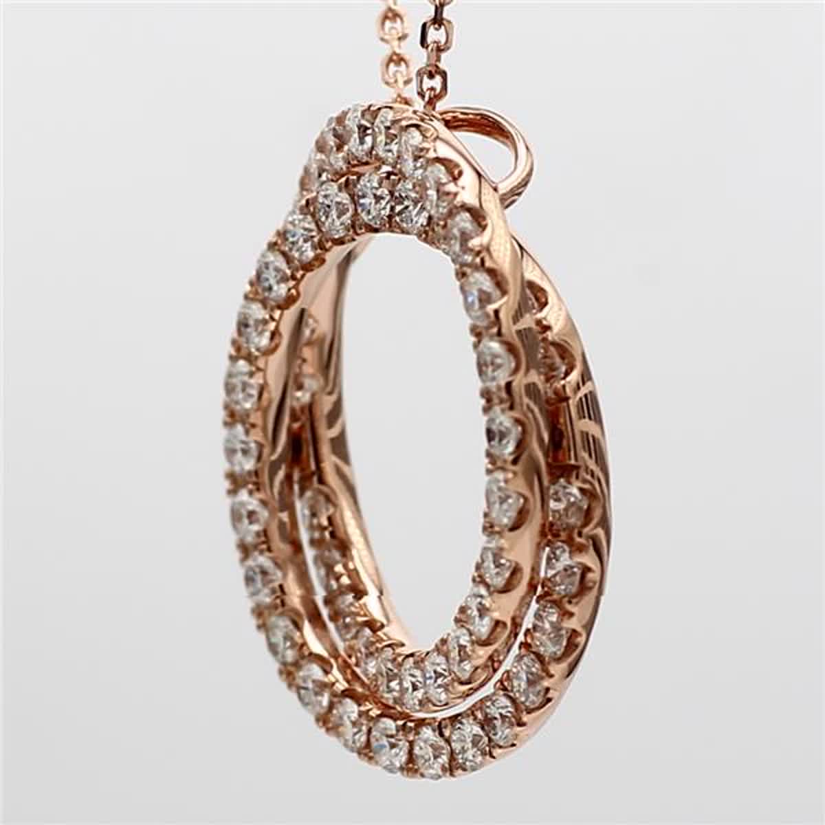 Natural White Round Diamond 1.20 Carat TW Rose Gold Circle Pendant