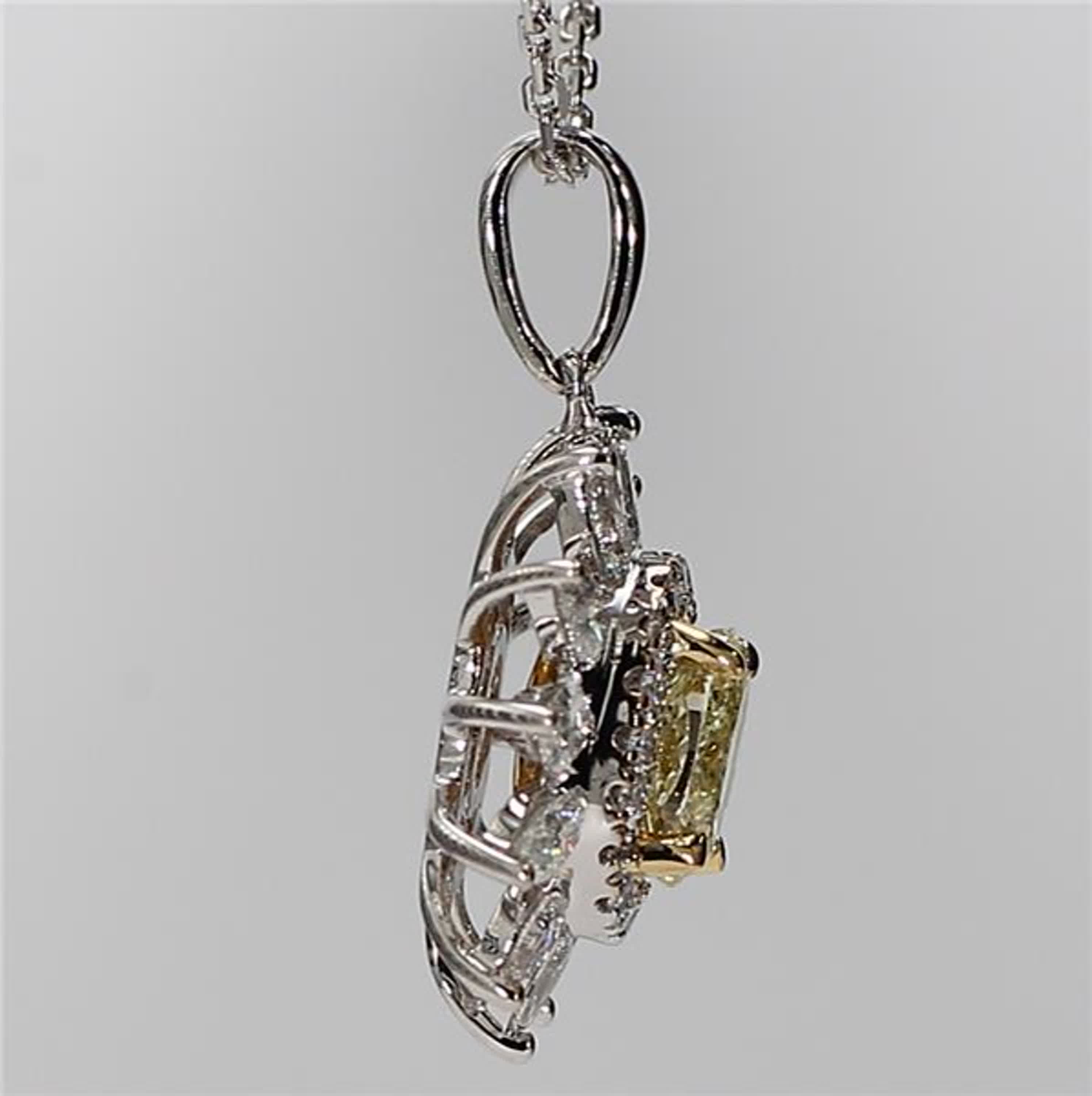 Natural Yellow Oval and White Diamond 1.46 Carat TW Gold Drop Pendant