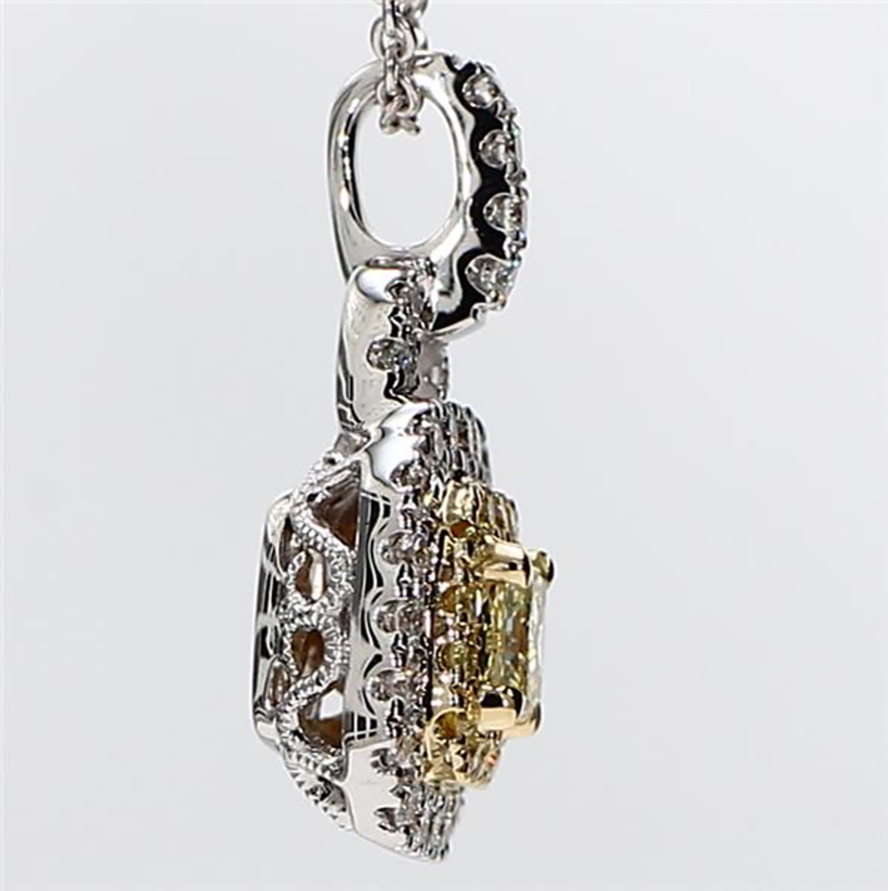 Natural Yellow Radiant and White Diamond .59 Carat TW Gold Drop Pendant
