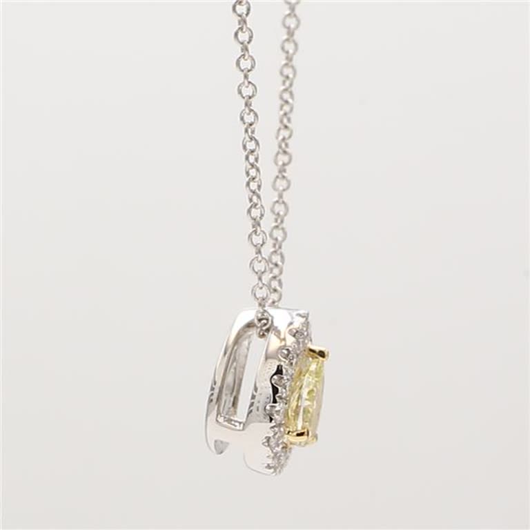 Natural Yellow Pear and White Diamond .41 Carat TW Gold Drop Pendant