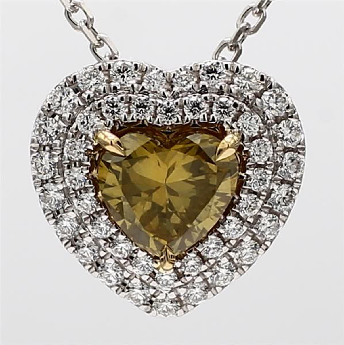 GIA Certified Natural Brown Heart and White Diamond 1.52 Carat TW Gold Pendant