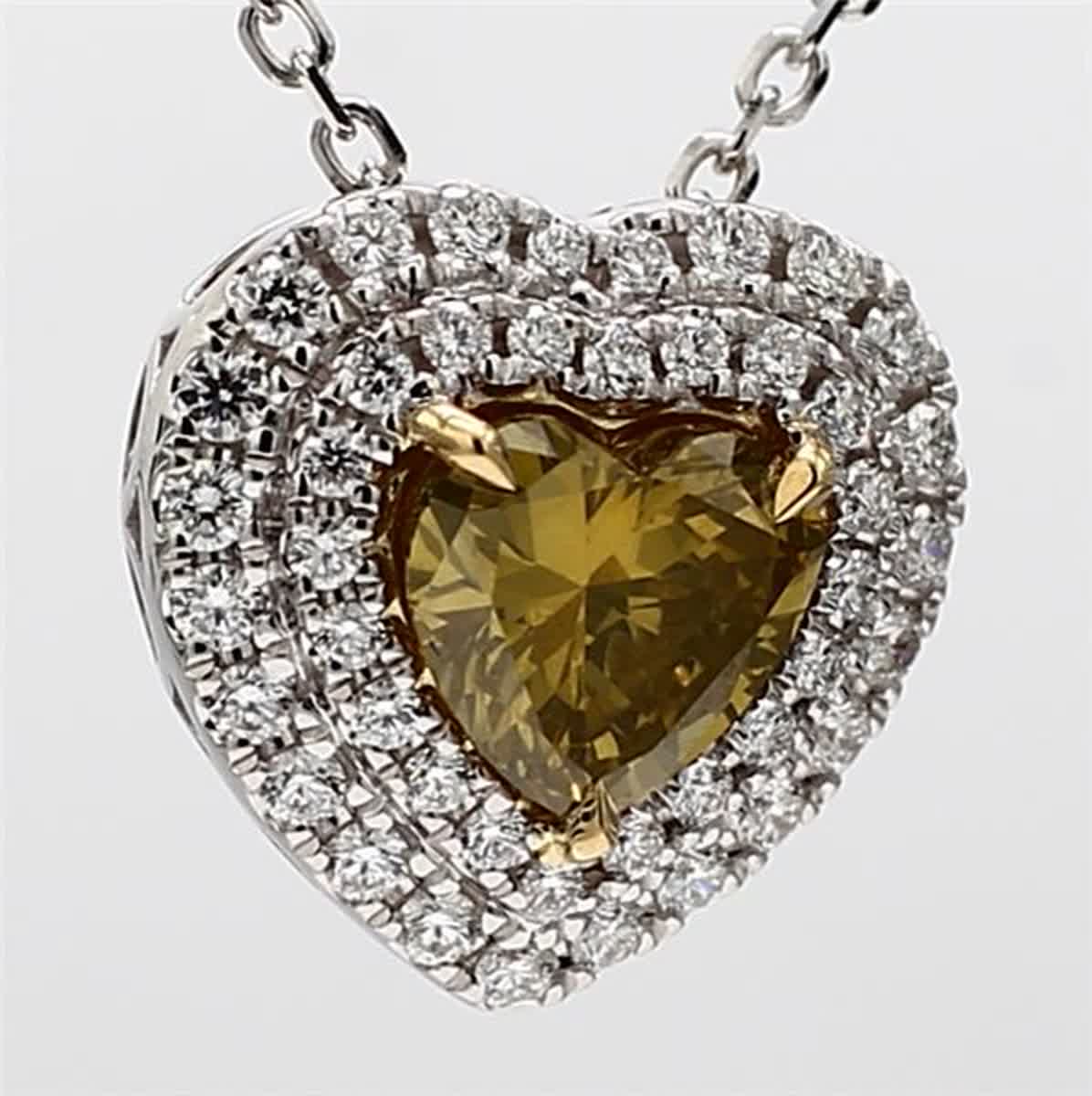 GIA Certified Natural Brown Heart and White Diamond 1.52 Carat TW Gold Pendant