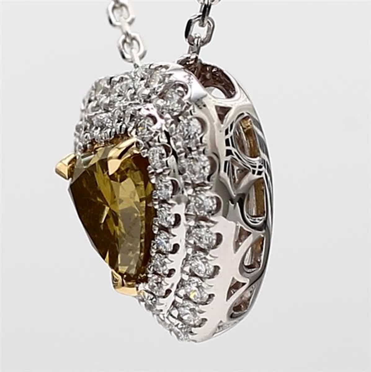 GIA Certified Natural Brown Heart and White Diamond 1.52 Carat TW Gold Pendant