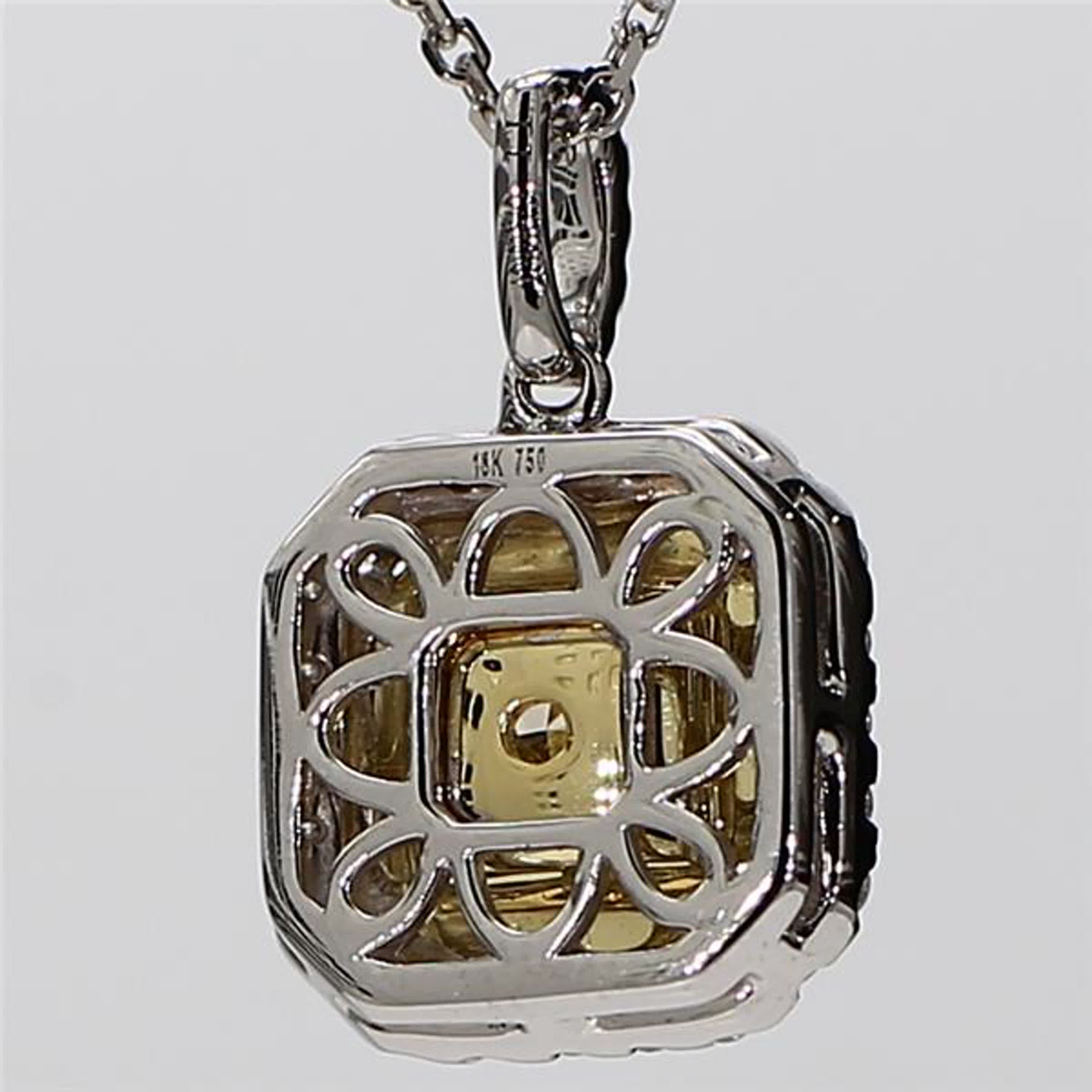 GIA Certified Natural Yellow Radiant and White Diamond 1.34 CT TW Gold Pendant