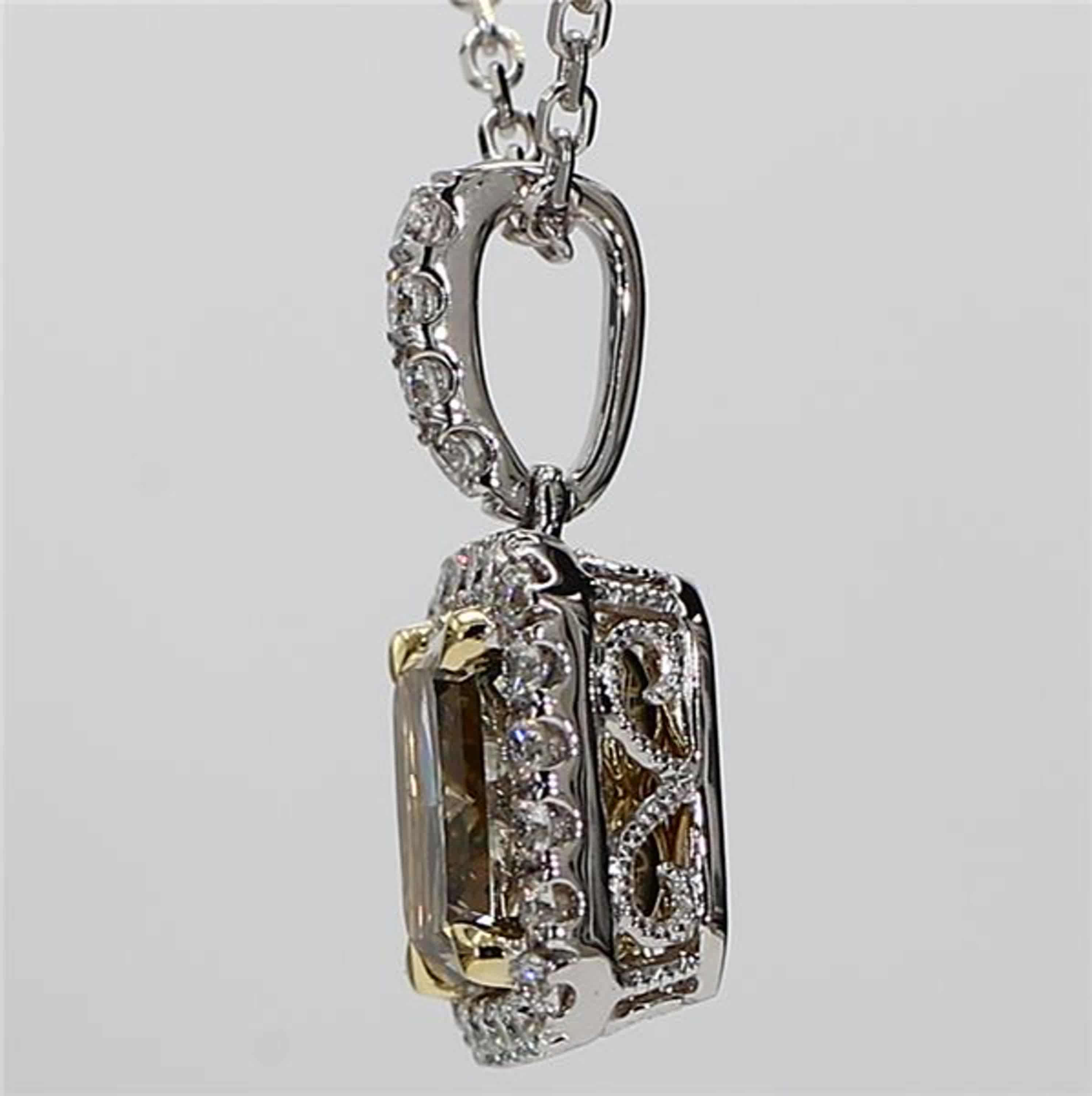 GIA Certified Natural Brown Radiant and White Diamond 2.21 Carat TW Gold Pendant