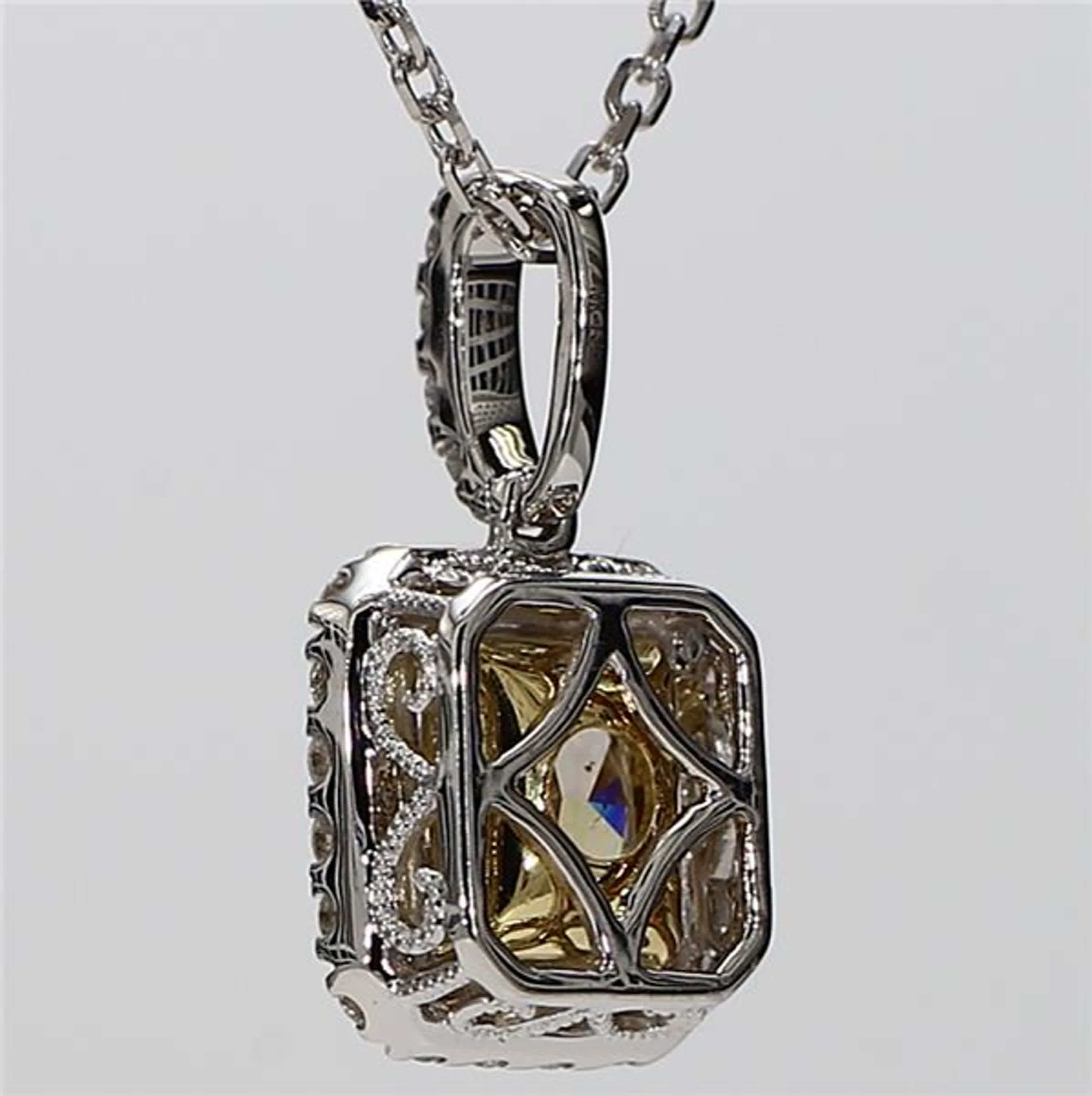 GIA Certified Natural Brown Radiant and White Diamond 2.21 Carat TW Gold Pendant