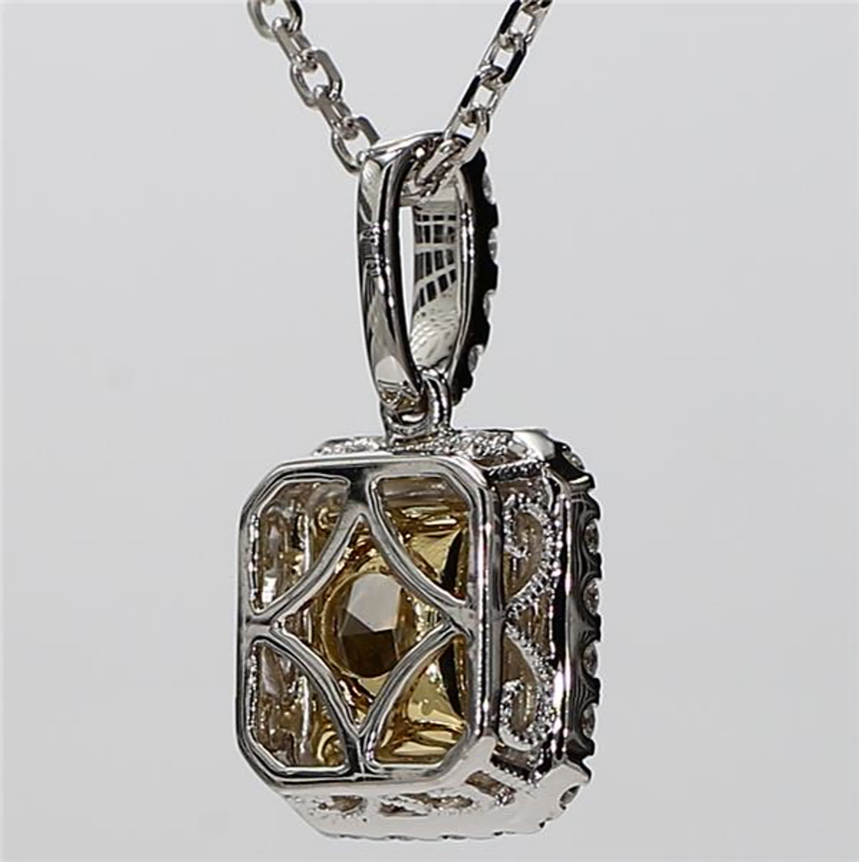 GIA Certified Natural Brown Radiant and White Diamond 2.21 Carat TW Gold Pendant