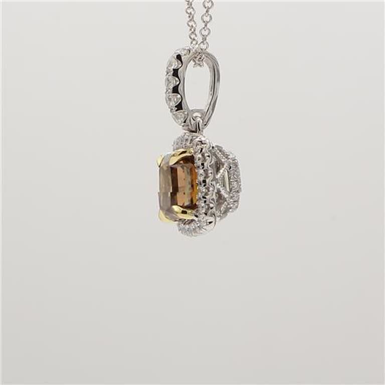 GIA Certified Natural Brown Radiant and White Diamond 2.45 CT TW Gold Pendant