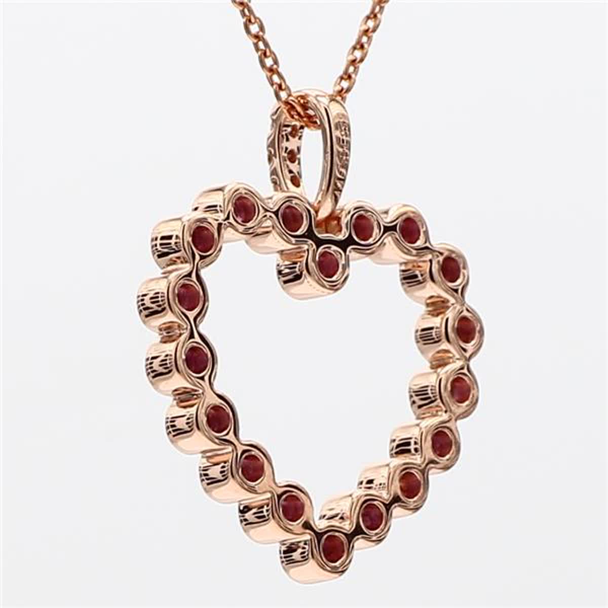 Natural Round Red Ruby and White Diamond .34 Carat TW Rose Gold Drop Pendant