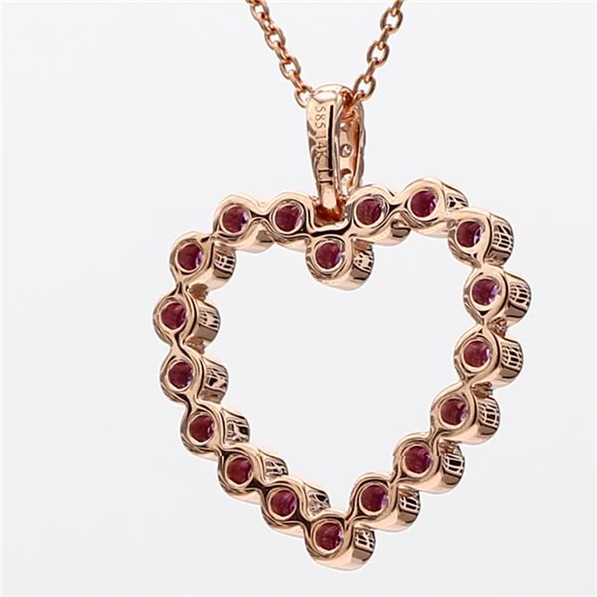 Natural Round Red Ruby and White Diamond .34 Carat TW Rose Gold Drop Pendant