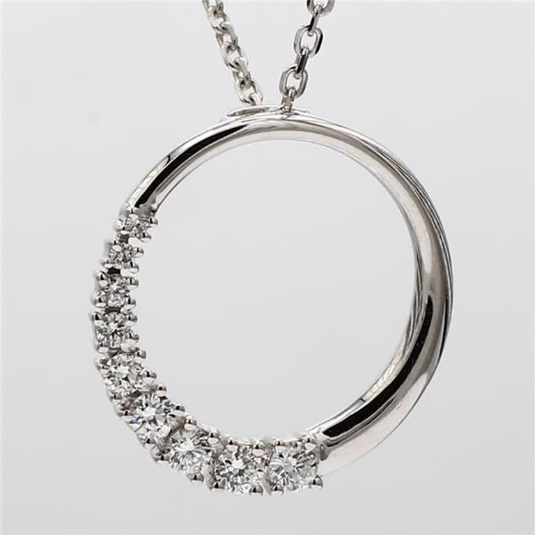 Natural White Round Diamond .32 Carat TW White Gold Circle Pendant