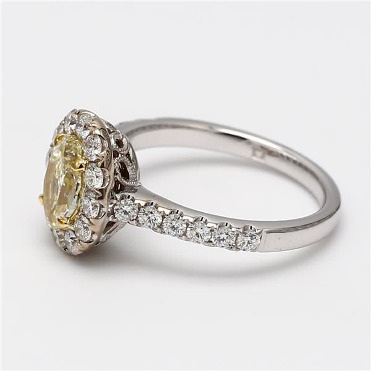 GIA Certified Natural Yellow Oval and White Diamond 1.83 Carat TW Gold Ring