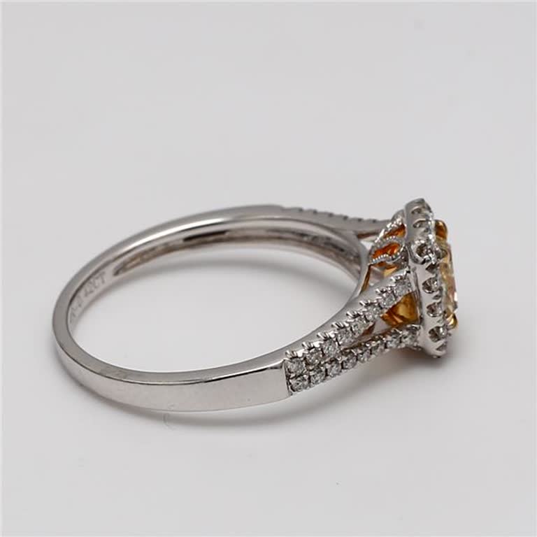 Natural Yellow Radiant and White Diamond .70 Carat TW Gold Engagement Ring