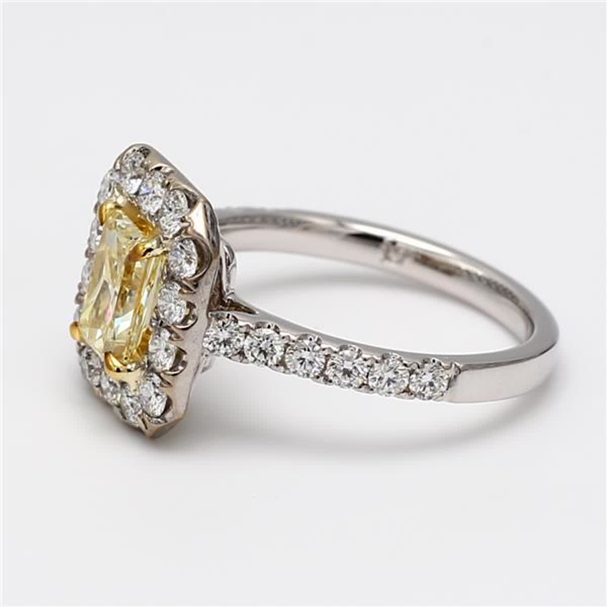 Natural Yellow Radiant and White Diamond 1.52 Carat TW Gold Cocktail Ring
