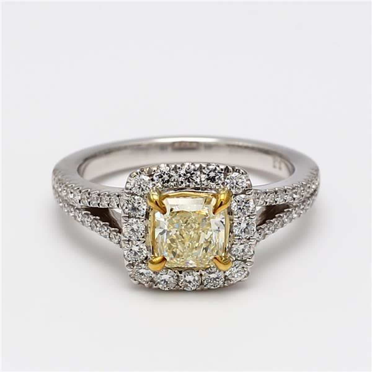 Natural Yellow Radiant and White Diamond 1.56 Carat TW Gold Cocktail Ring